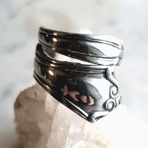 Handmade Gothic Wrap Around Vintage Spoon Ring sz 13